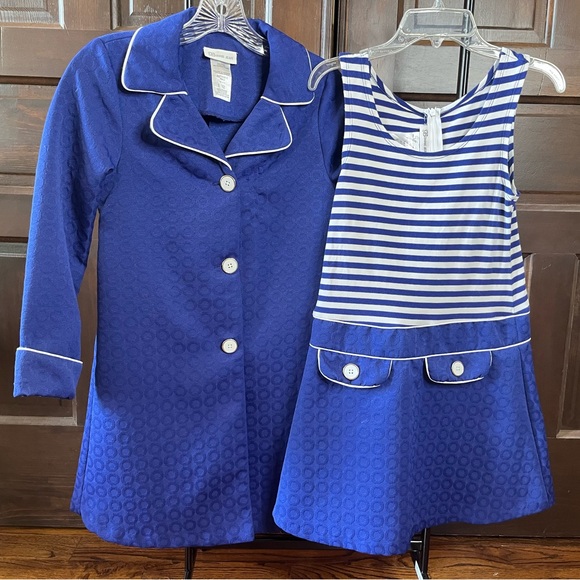 Bonnie Jean 2 Piece Dress & Coat Set Blue Girl's Size 12 - Picture 1 of 13